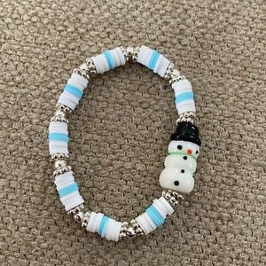 Winter Heishi Bracelet handmade new Snowman